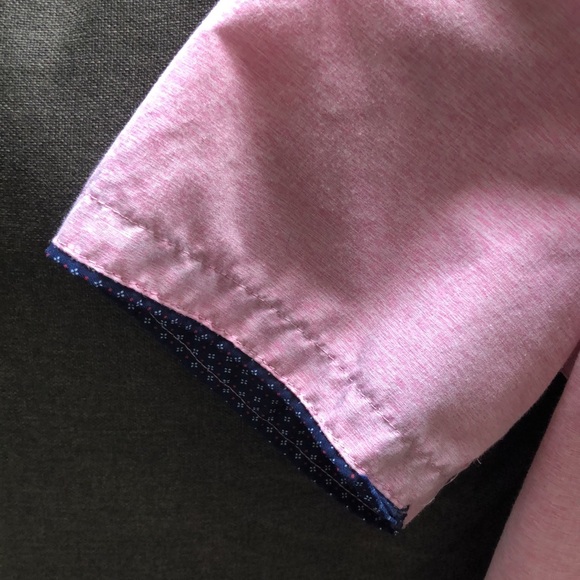 Small Craft Flow Pink Navy Short Sleeve Button Down Men’s Shirt - Picture 3 of 3